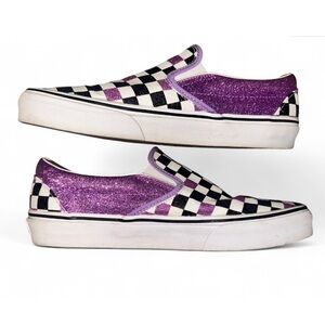 Vans Women's Purple & black Checkered Slip-On Shoes